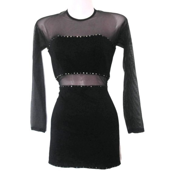 1990s vintage sexy sheer black tadashi dress size extra small xs